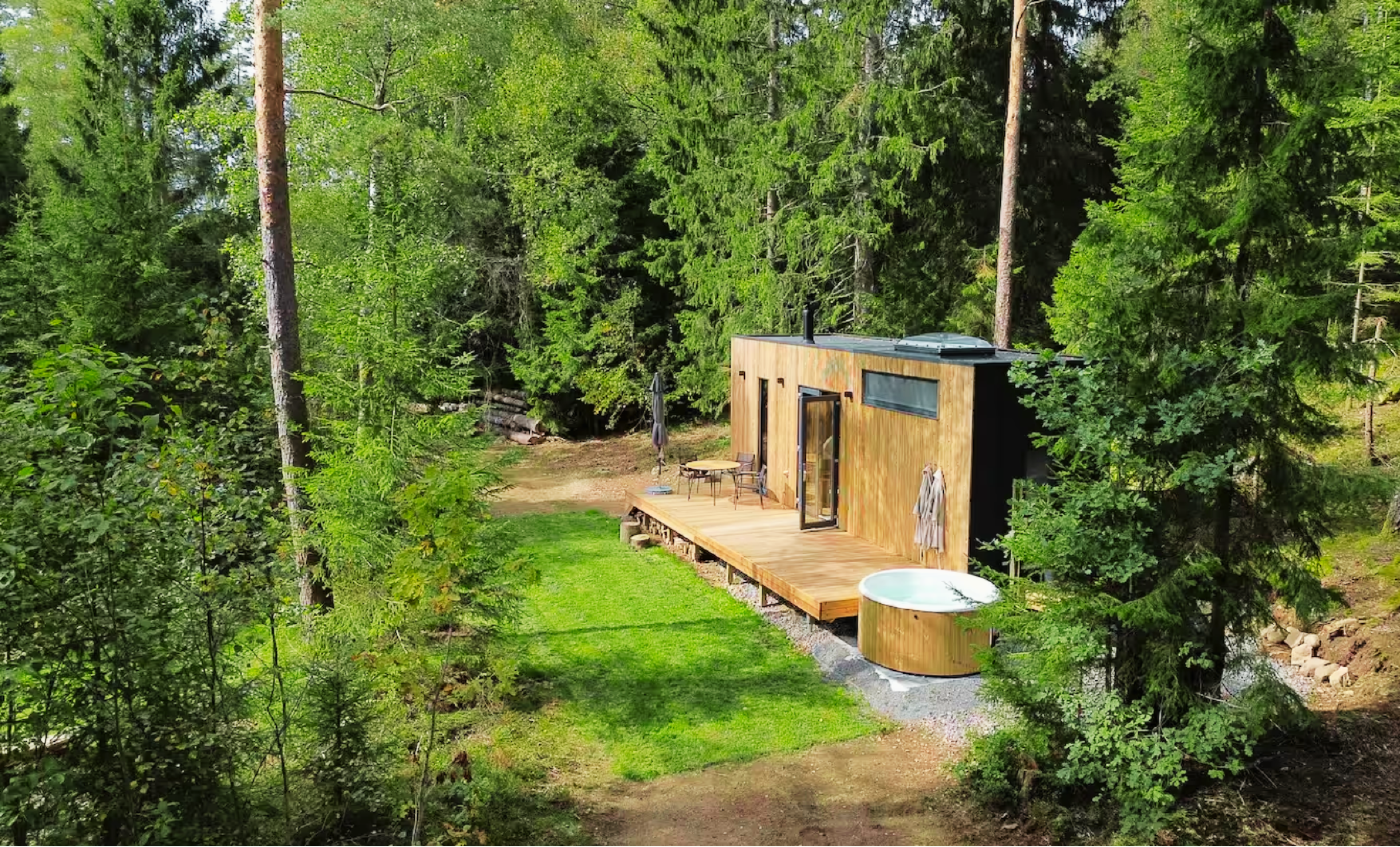 Nature retreat cabin in forest